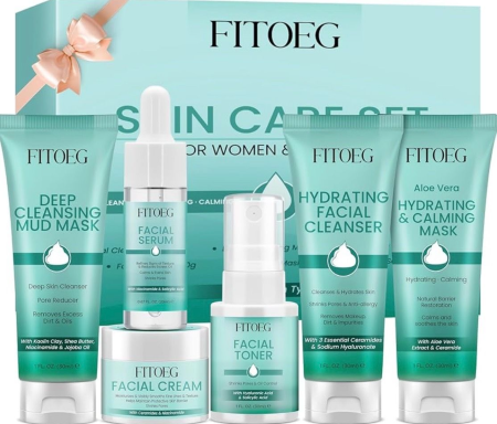 Skincare Gift Set for Teens & Women – 7-Piece Travel Size Facial Kit for Hydration & Oil Control (All Skin Types)