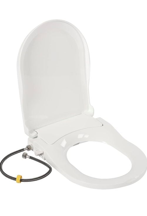 D-Shaped Non-Electric Bidet Toilet Seat with Dual Nozzles for Elongated Toilets