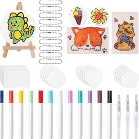 PenPeak 3D Puffy Paint Kit – 46-Piece DIY Arts & Crafts Set with 24 Colors, Water Pens, Bead Chains & Mini Easel