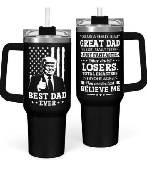Best Dad Ever 40 oz Tumbler with Handle | Insulated Stainless Steel Gift for Dad