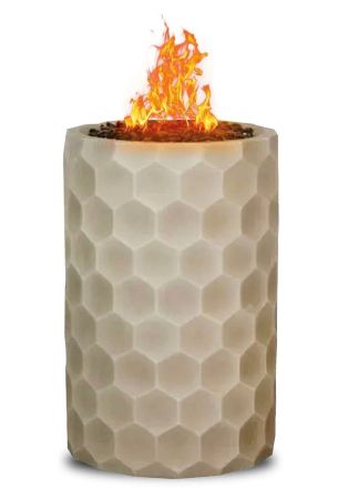 Four Seasons Courtyard Outdoor Gas Fire Pit – Honeycomb Stone Pattern, 18"H x 12"D