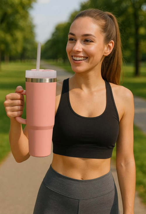 30 Oz Quencher Tumbler | Double-Wall Insulated | Black, White, Peach & Beige