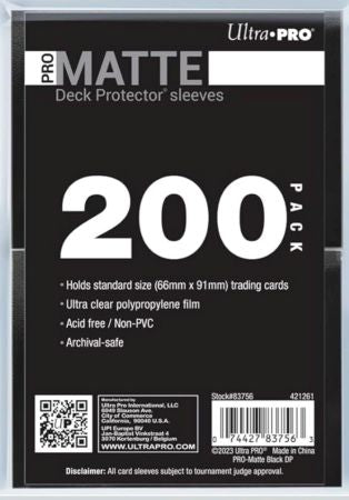 Ultra PRO Black Matte Card Sleeves – Standard Size Deck Protectors, 200 Count