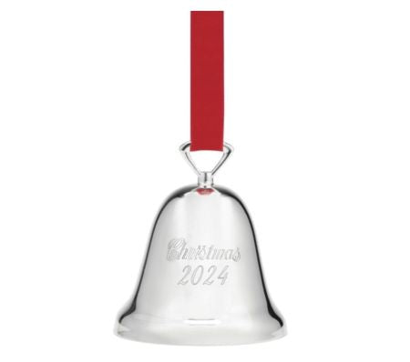 Reed & Barton 2024 Silver-Plated Christmas Bell Ornament – Collectible Hanging Décor (2 Pack)