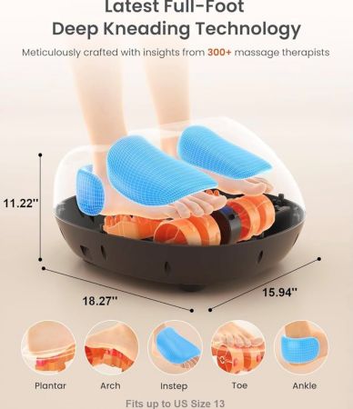 Shiatsu Foot Massager Machine with Heat – FSA/HSA Eligible, Plantar Fasciitis Relief, Fits Up to Size 13