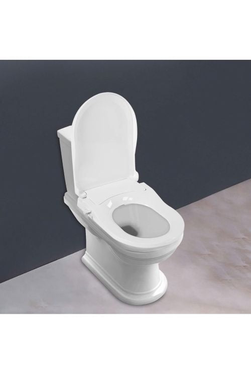 D-Shaped Non-Electric Bidet Toilet Seat with Dual Nozzles for Elongated Toilets