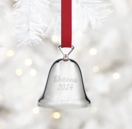 Reed & Barton 2024 Silver-Plated Christmas Bell Ornament – Collectible Hanging Décor (2 Pack)