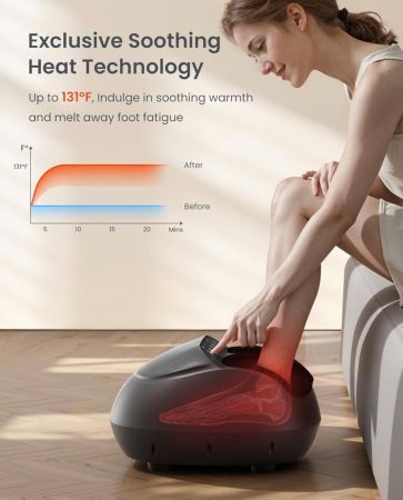 Shiatsu Foot Massager Machine with Heat – FSA/HSA Eligible, Plantar Fasciitis Relief, Fits Up to Size 13