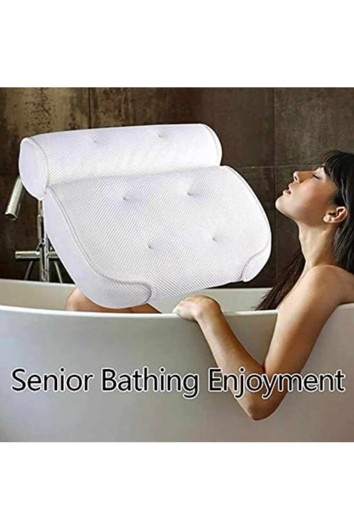 Bathtub Pillow with Suction Cups – Waterproof Cushion for Bath, Spa & Hot Tub