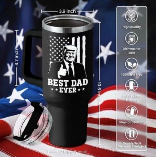 Best Dad Ever 40 oz Tumbler with Handle | Insulated Stainless Steel Gift for Dad