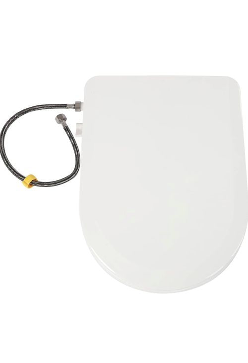 D-Shaped Non-Electric Bidet Toilet Seat with Dual Nozzles for Elongated Toilets