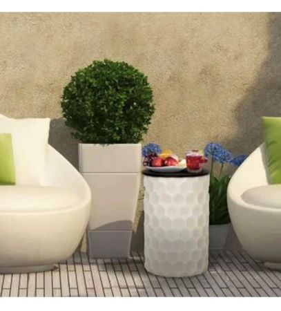 Four Seasons Courtyard Outdoor Gas Fire Pit – Honeycomb Stone Pattern, 18"H x 12"D
