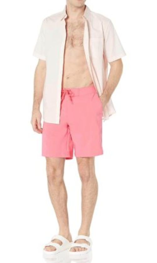 Men's Pink Swim Board Short – 9" Quick-Dry Performance Shorts, XL
