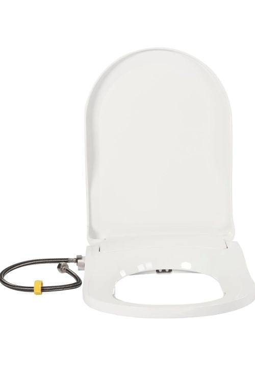 D-Shaped Non-Electric Bidet Toilet Seat with Dual Nozzles for Elongated Toilets