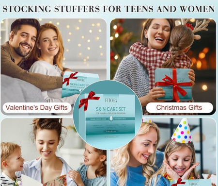 Skincare Gift Set for Teens & Women – 7-Piece Travel Size Facial Kit for Hydration & Oil Control (All Skin Types)