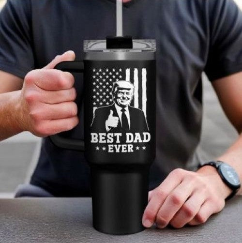 Best Dad Ever 40 oz Tumbler with Handle | Insulated Stainless Steel Gift for Dad