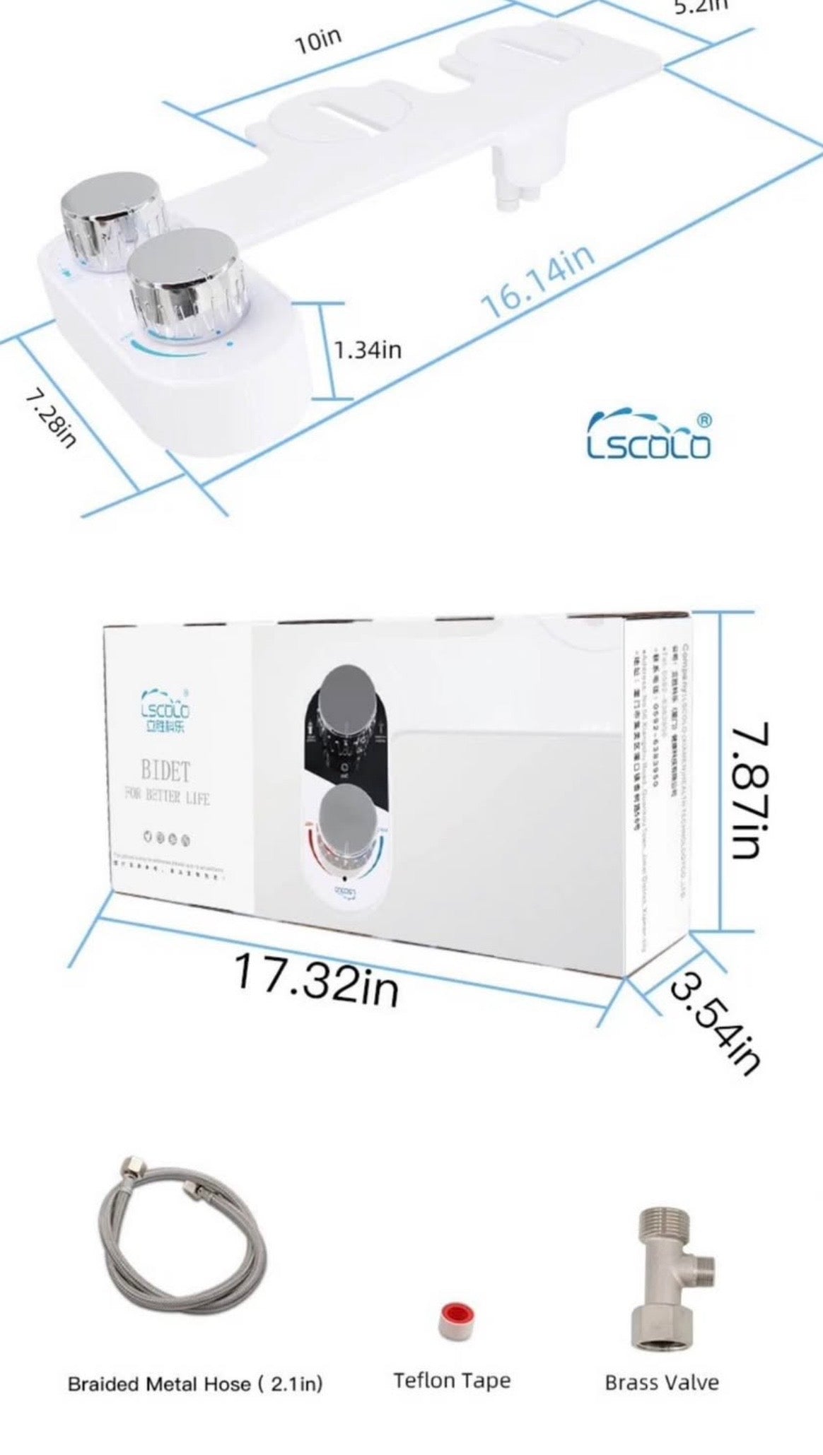Loumine Bidet Attachment – Dual Nozzle, Self-Cleaning & Easy Install
