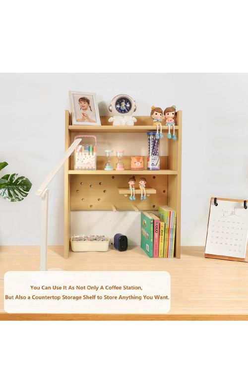 Wood Countertop Storage Shelf for Kitchen, Coffee Bar, or Office